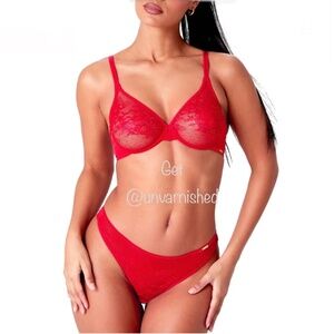 Gossard Red Lingerie Set Bra (30FF) & Thong (XS) Set